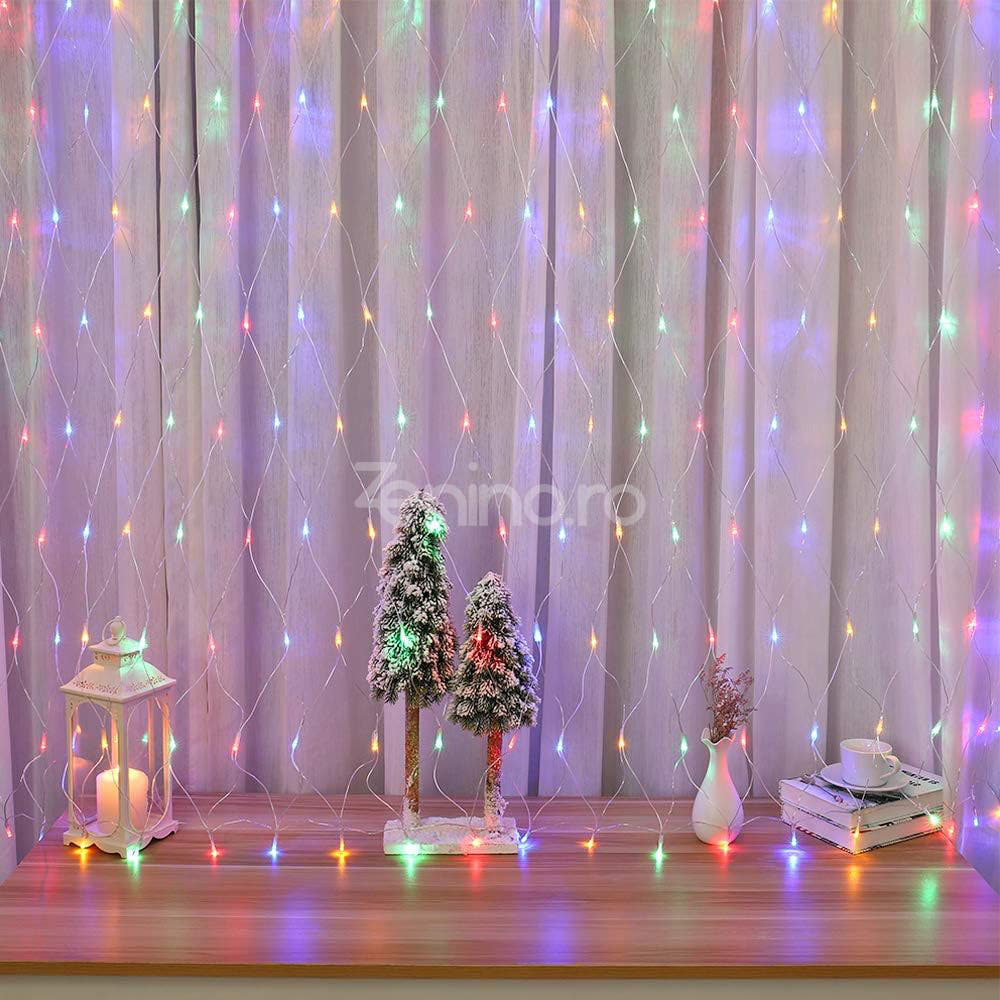 Christmas Installation, Mesh Type, LED Bulbs, 8 Light Effects, Interconnectable, Transparent Wire, 1.5m Extension Cord, Warm White, Cold White, Multicolor