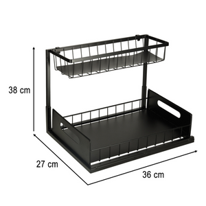 2-Tier Under Sink Organizer Shelf for Kitchen, Bathroom, Metal, 36x27x38cm