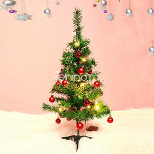 Decorated Artificial Christmas Tree, with Globes, Height 60cm, Installation with 20 LEDs, Warm Light, Green