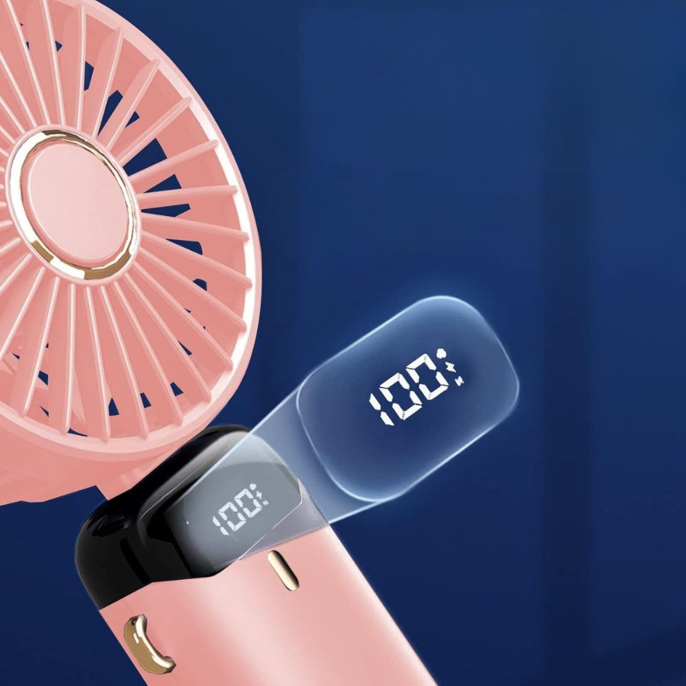 Mini Portable Fan, 5 Speeds, 12h Runtime, Foldable Model, USB Charging
