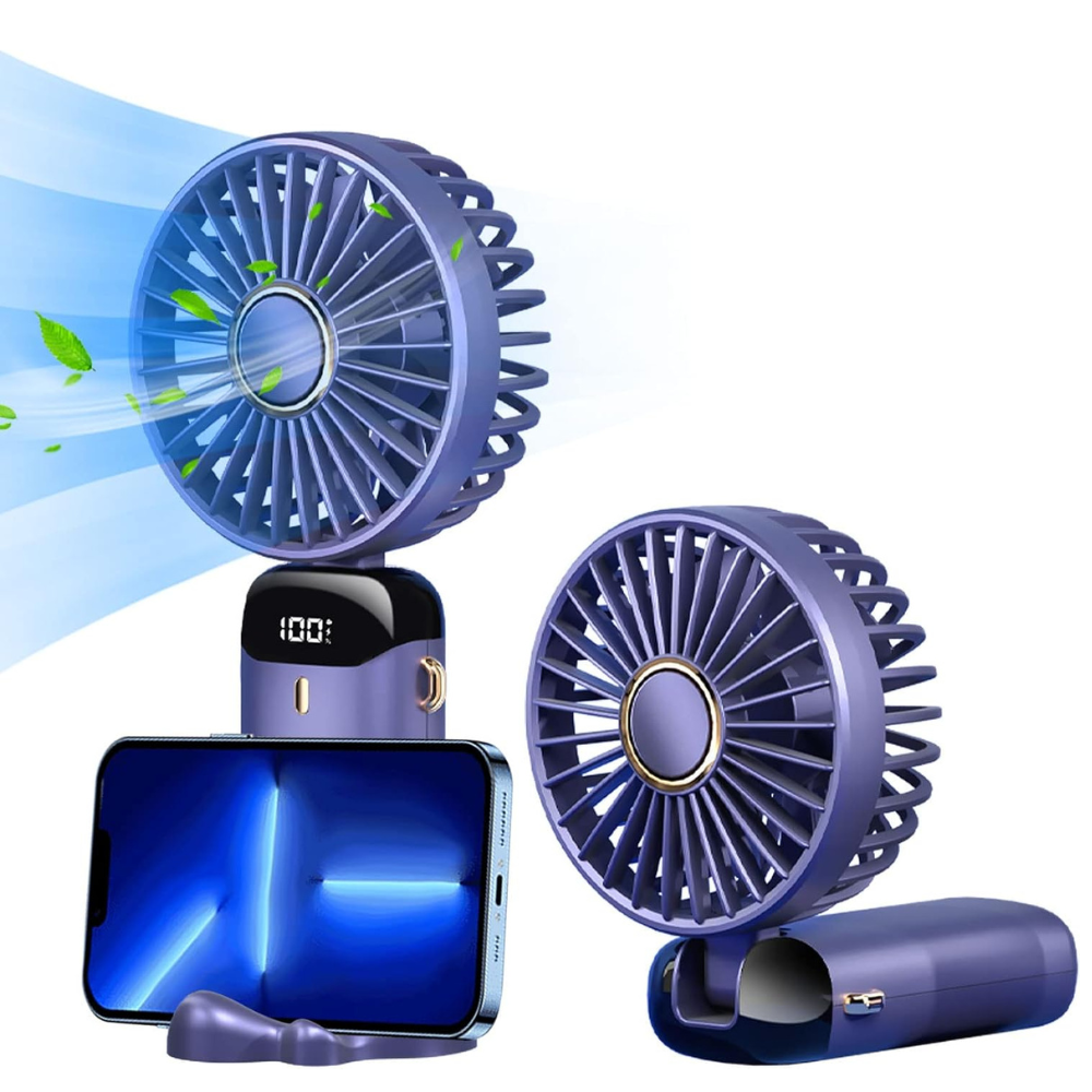 Mini Portable Fan, 5 Speeds, 12h Runtime, Foldable Model, USB Charging