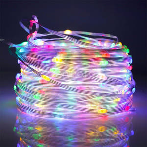 Christmas Installation, Linear, LED Bulbs, Multicolor, 8 Light Effects, Transparent Wire, 220V, Controller