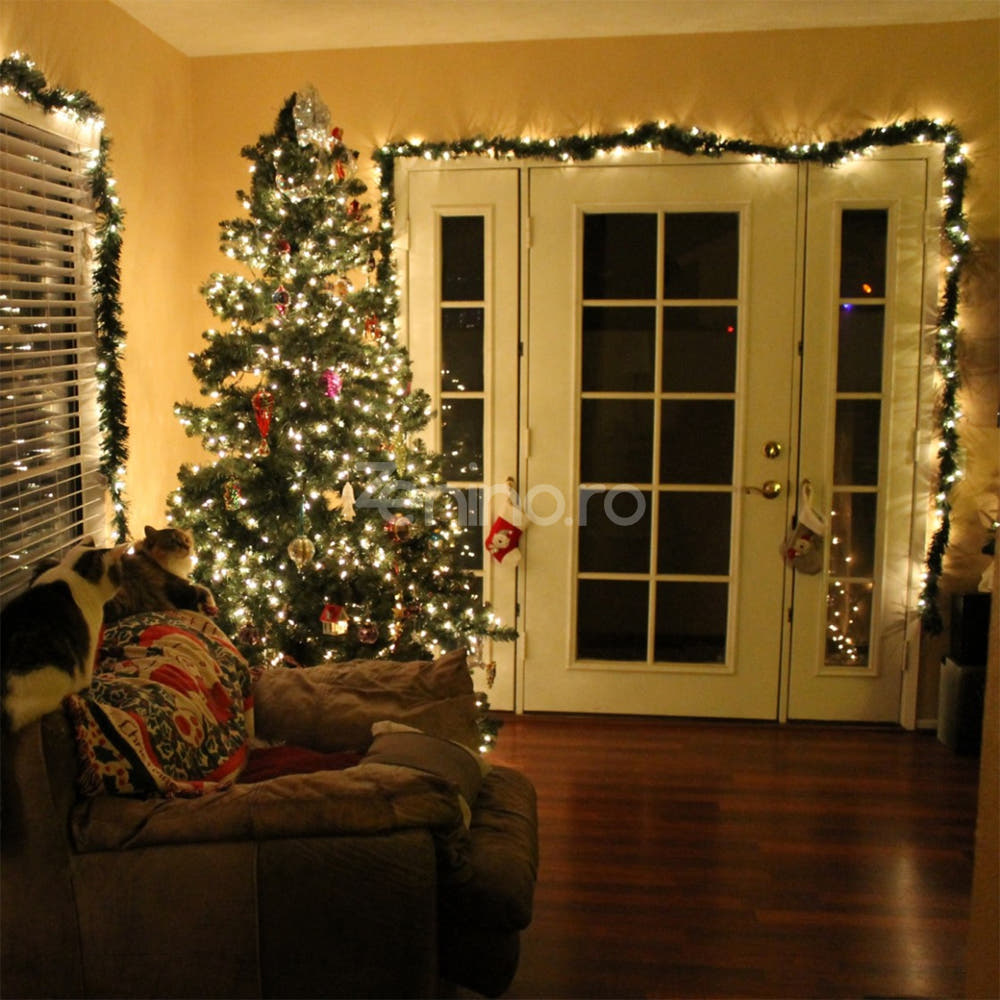 Christmas Installation, Linear, LED Bulbs, Multicolor, 8 Light Effects, Black Wire, 220V, Controller