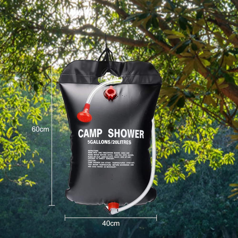 Dus Portabil cu Incalzire Solara, 20L, 40L, pentru Camping, Maner Agatare