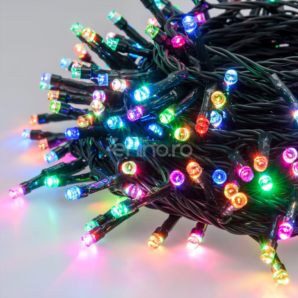Christmas Installation, Linear, LED Bulbs, Multicolor, 8 Light Effects, Black Wire, 220V, Controller
