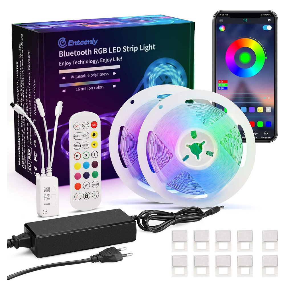 Умна RGB LED лента, управление с приложение, синхронизиране на музика, взаимосвързваща се, с дистанционно управление