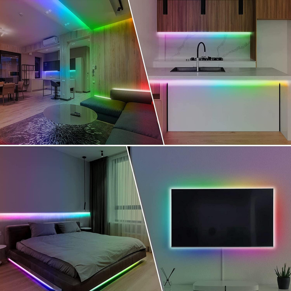 Умна RGB LED лента, управление с приложение, синхронизиране на музика, взаимосвързваща се, с дистанционно управление