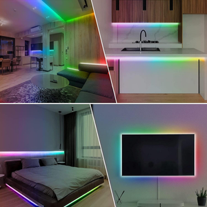 Умна RGB LED лента, управление с приложение, синхронизиране на музика, взаимосвързваща се, с дистанционно управление