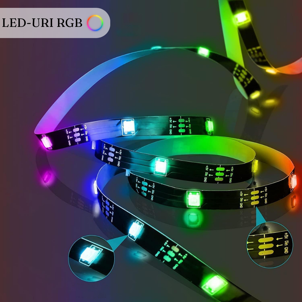 Умна RGB LED лента, управление с приложение, синхронизиране на музика, взаимосвързваща се, с дистанционно управление