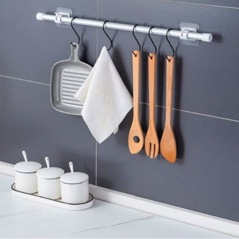 Adhesive Hooks Set, Waterproof, Transparent, Max 5kg., 6cm