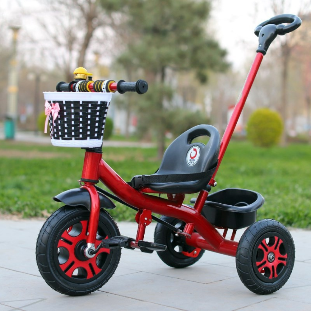 Tricicleta pentru Copii, Ghidon cu Cos Depozitare, Maner Impingere, 1-5 Ani