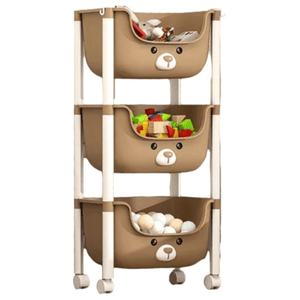 Carucior Organizator Jucarii, 3 Niveluri, Model Animalute 3D, Multifunctional, din Plastic, 85x25.5x37.5cm, Multicolor