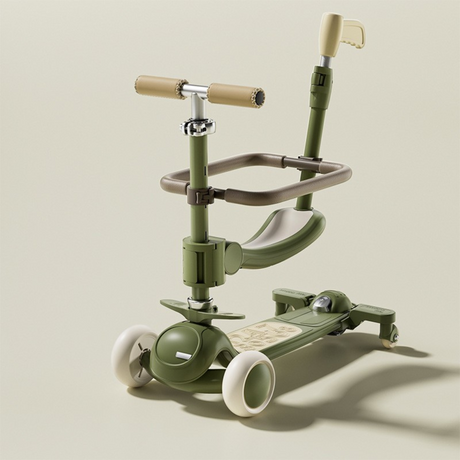 3in1 Children's Scooter, Stroller Type, Safety Frame, Adjustable Handlebar, LED Lights, Music, Versatile