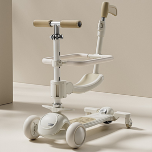 3in1 Children's Scooter, Stroller Type, Safety Frame, Adjustable Handlebar, LED Lights, Music, Versatile