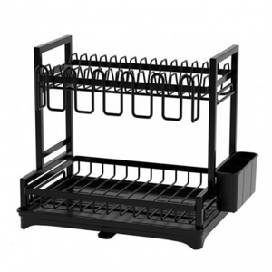 Uscator Vase, 2 Niveluri, Suport Tacamuri, Tava Scurgere, din Metal