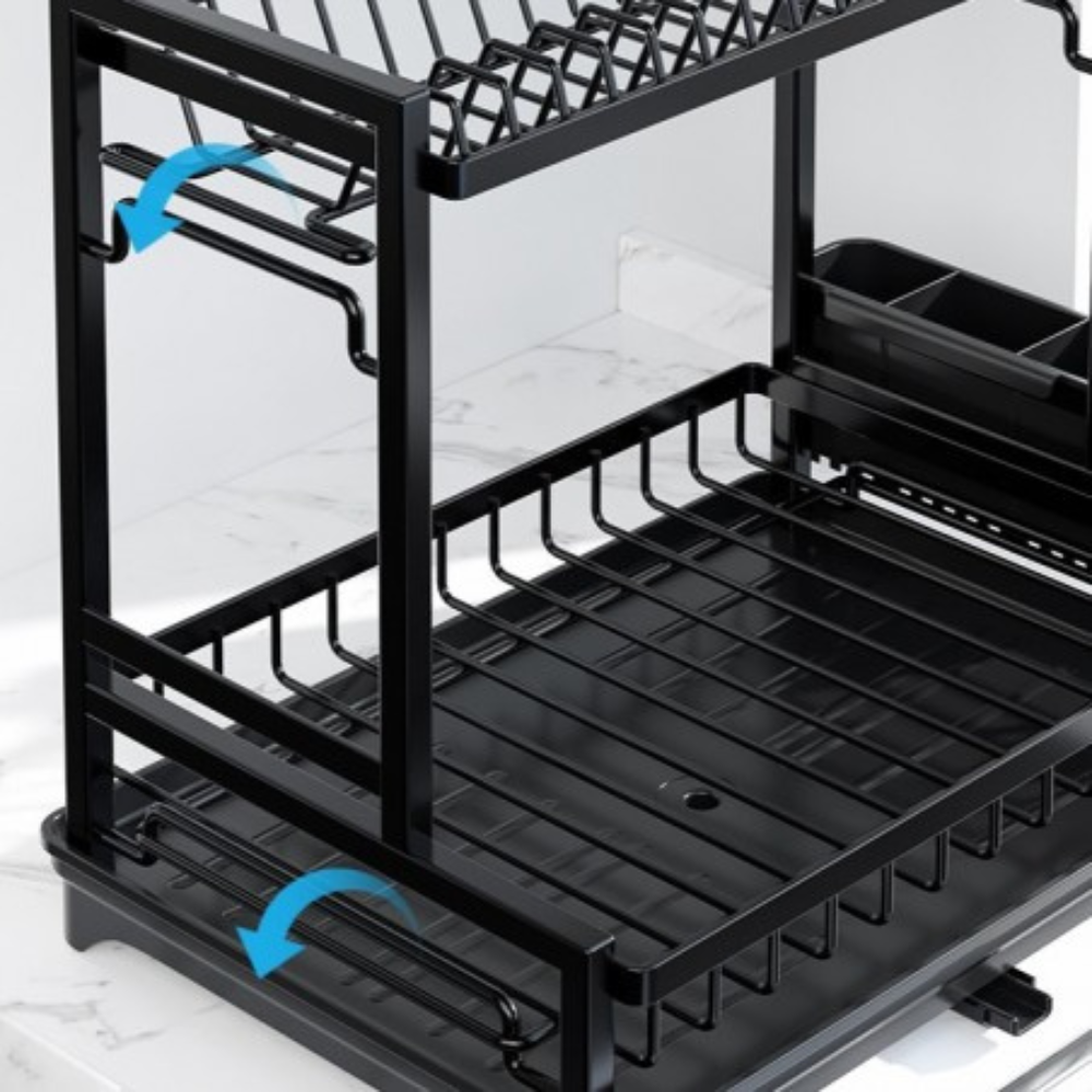 Uscator Vase, 2 Niveluri, Suport Tacamuri, Tava Scurgere, din Metal