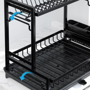 Uscator Vase, 2 Niveluri, Suport Tacamuri, Tava Scurgere, din Metal