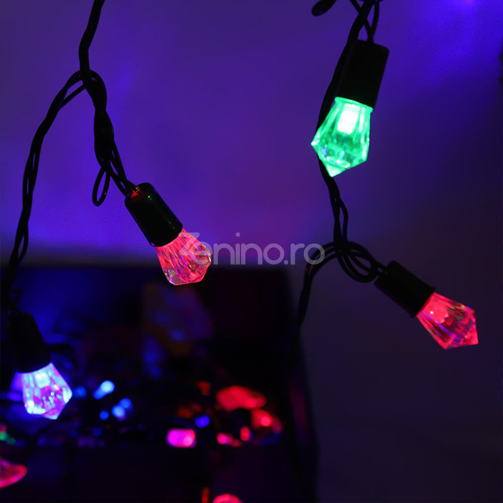 Christmas Installation, 10m Line, 40 LED Bulbs, Multicolor, 8 Light Effects, Black Wire, 220V, Controller