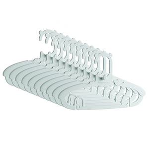 Set of 10 Children's Hangers, Expandable, Clips Included, Textured Edges, Polypropylene