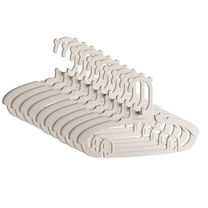 Set of 10 Children's Hangers, Expandable, Clips Included, Textured Edges, Polypropylene