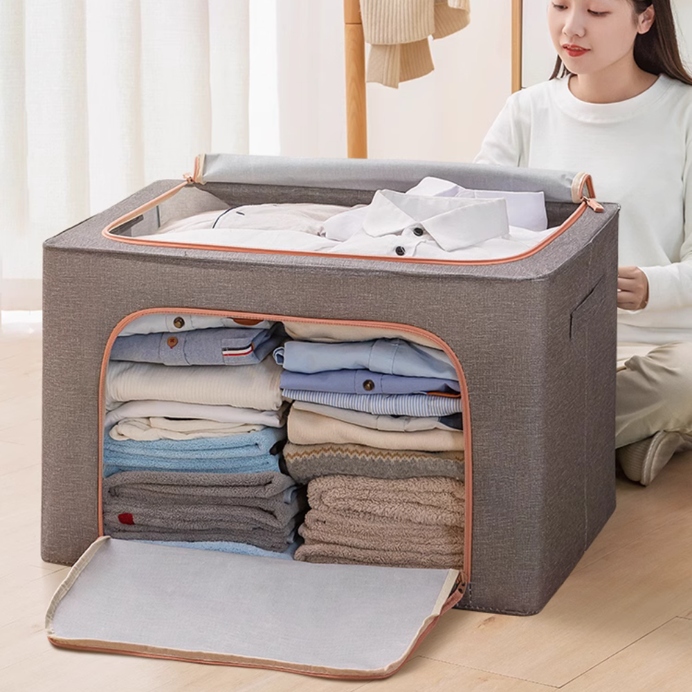 Storage Box, Foldable, Capacity 24L-100L, Textile Material, with Zipper, Different Colors