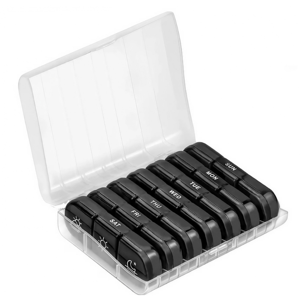 Medicine Organizer Box, Weekly, 21 Compartments, Compact, Portable