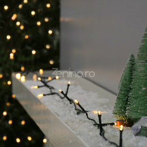 Instalatie de Craciun, Liniara, Becuri LED, Multicolor, 8 Jocuri de Lumini, Fir Negru, 220V, Controler