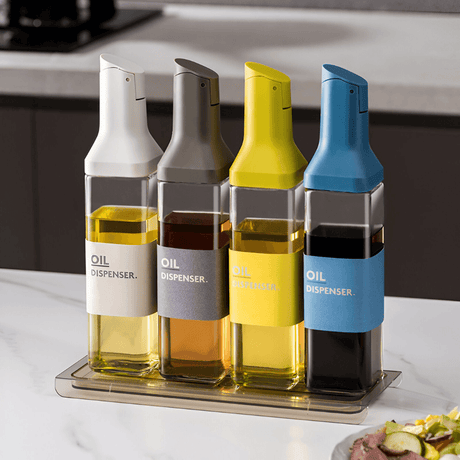 Oil Dispenser, Capacity 500ml, Automatic Open/Close, Gravity Induction, 29.5cm, White, Blue, Gray, Yellow