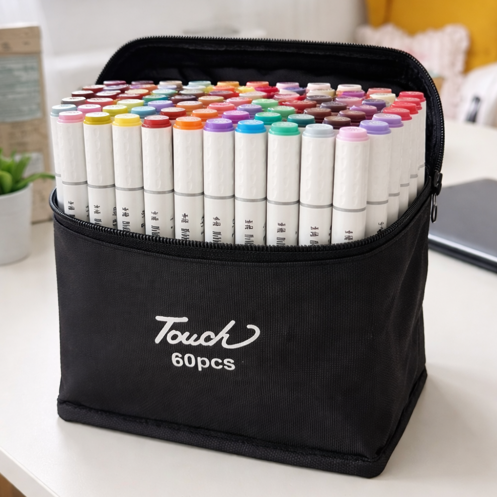 Marker Set + Coloring Book GIFT, Dual Tip, Intense Colors, Storage Bag, Multicolor