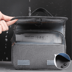 Cosmetic Bag, for Travel, 3 Compartments, Waterproof, Hangers, Textile Material, Gray
