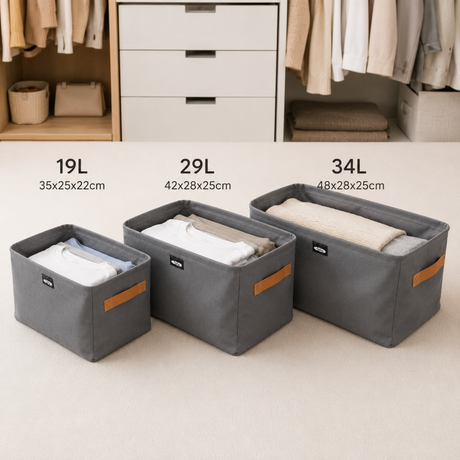 Clothes Storage Box, Metal Frame, Textile Material, with Handles