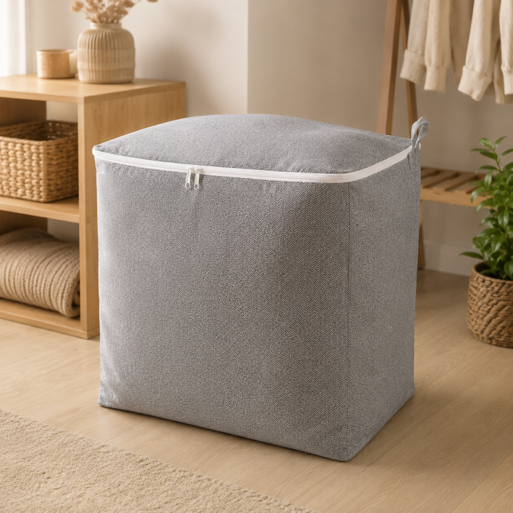 Storage Box, Textile Material, 110L/150L, ​​Foldable Model, Zipper Closure, Durable, White/Black