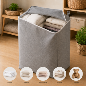 Storage Box, Textile Material, 110L/150L, ​​Foldable Model, Zipper Closure, Durable, White/Black