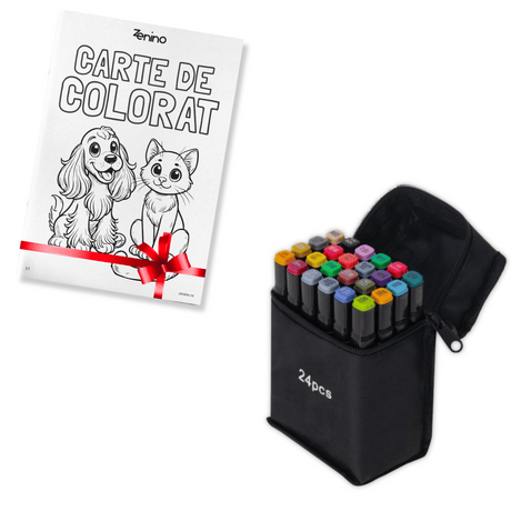 Marker Set + Coloring Book GIFT, Dual Tip, Intense Colors, Storage Bag, Multicolor