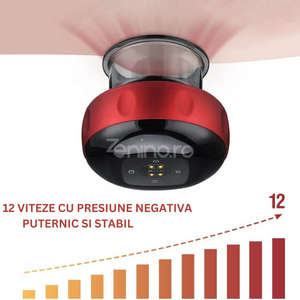 Electric Massage Cup, Anti-Cellulite, 12 Levels, Infrared Heating, Therapeutic, Black