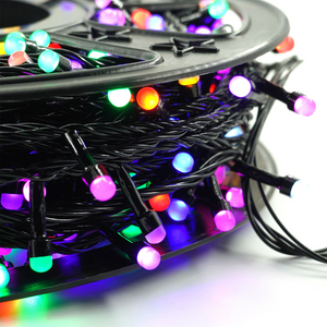 Christmas Installation, Linear, LED Bulbs, Multicolor, 8 Light Effects, Black Wire, 220V, Controller