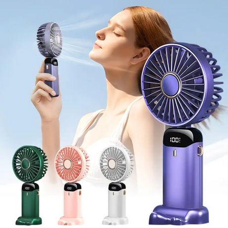 Mini Portable Fan, 5 Speeds, 12h Runtime, Foldable Model, USB Charging