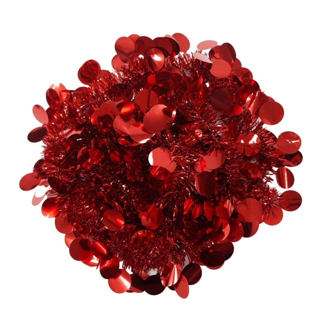 Christmas Tinsel, Various Designs, 2m x 11cm, Red, Blue, Pink