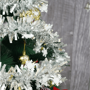 Christmas Tinsel, Various Designs, 2m x 11cm, Red, Blue, Pink