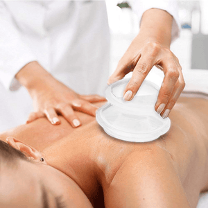 Set of 4 Massage Cupping Cups, Therapeutic, Anti-Cellulite, Relaxation, Soft Silicone, Transparent/Blue