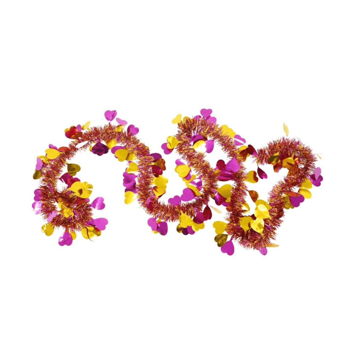 Christmas Tinsel, Various Designs, 2m x 11cm, Red, Blue, Pink