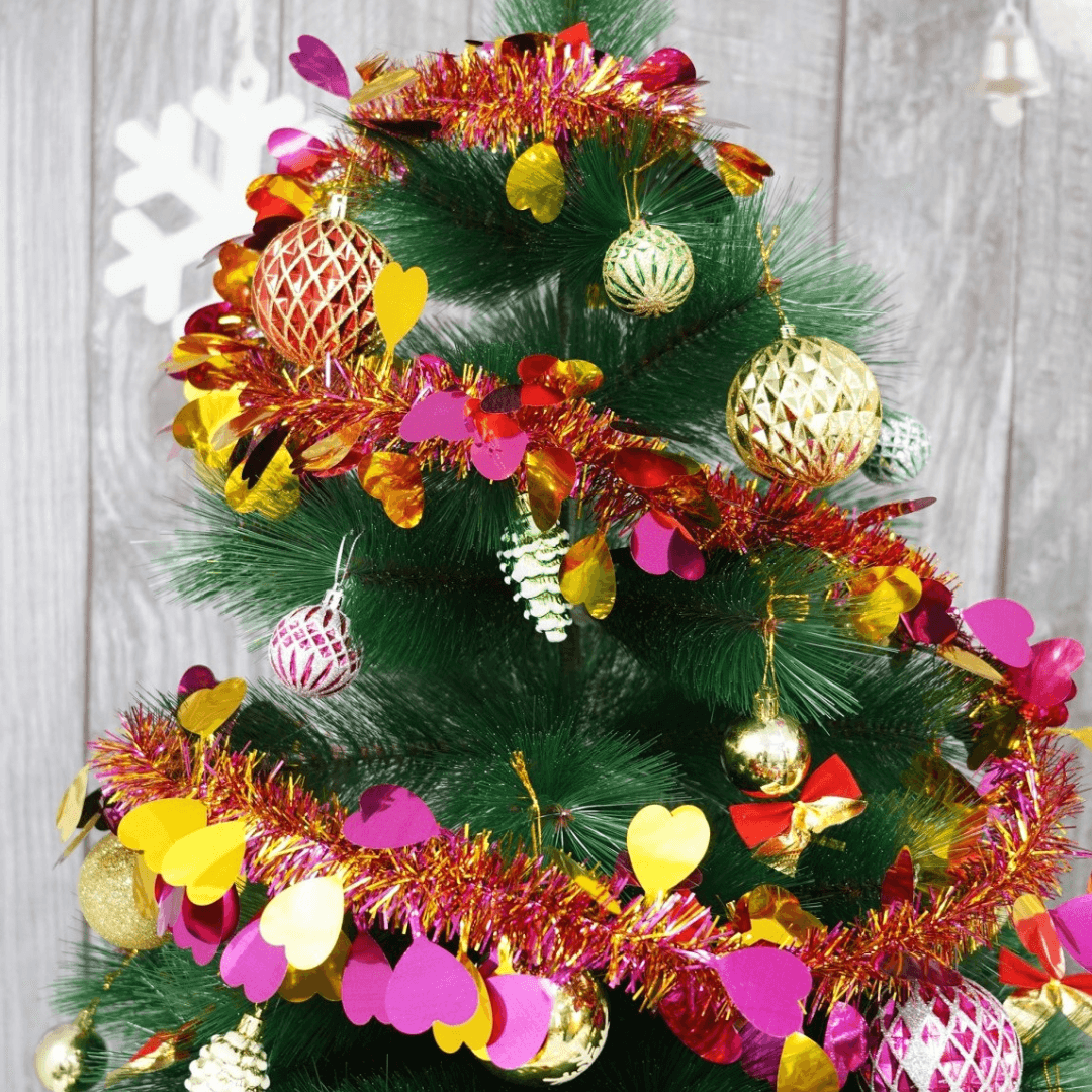 Christmas Tinsel, Various Designs, 2m x 11cm, Red, Blue, Pink