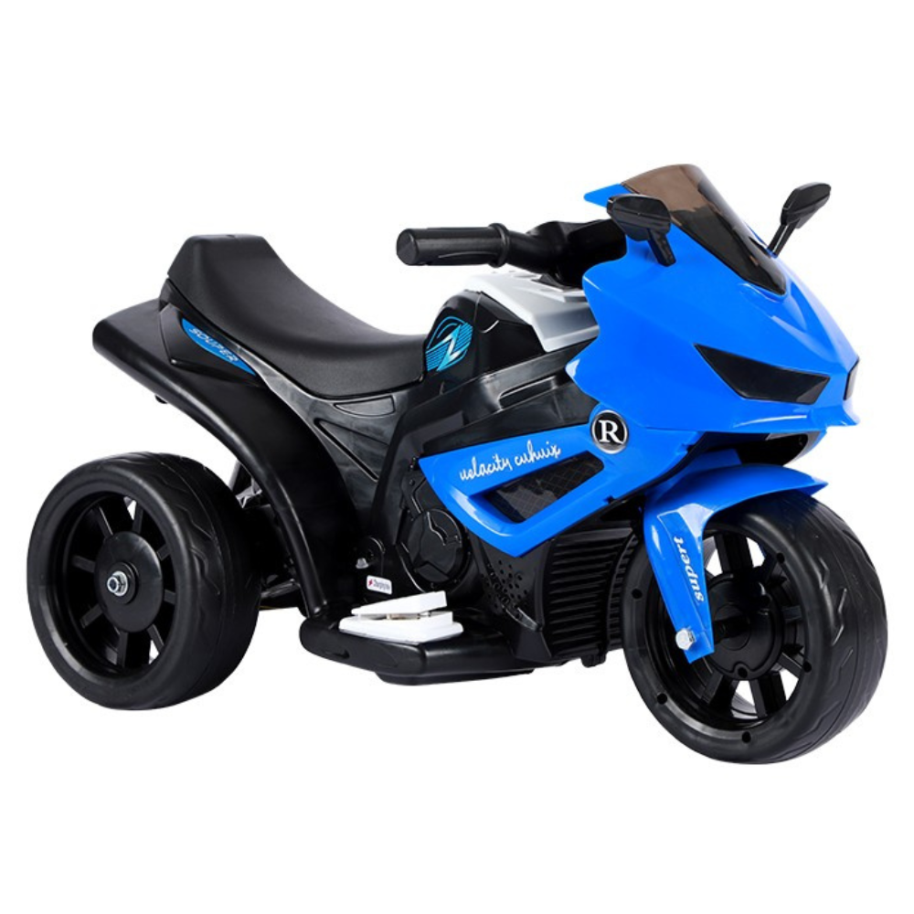 Electric Motorcycle, Anti-Tipper Function, Lights and Music, with Battery, Children 1-4 Years, Blue