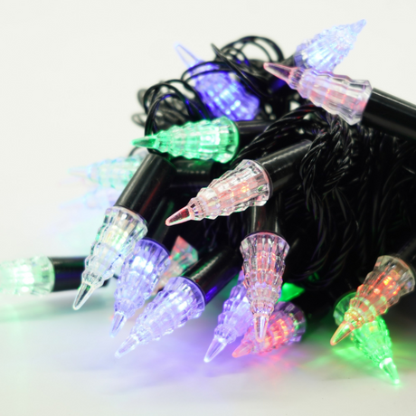 Christmas Installation, 10m Line, 40 LED Bulbs, Multicolor, 8 Light Effects, Black Wire, 220V, Controller