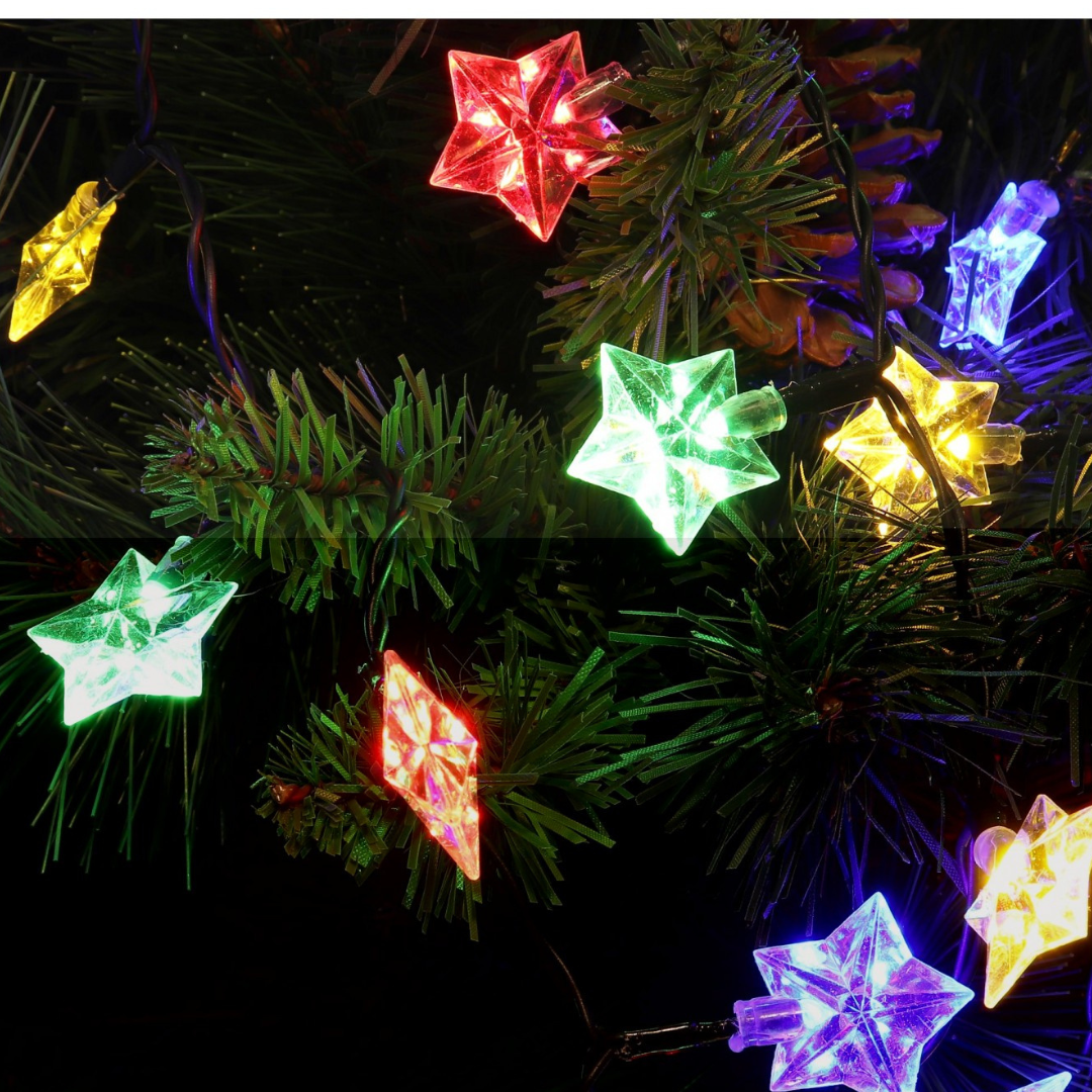 Christmas Installation, 10m Line, 40 LED Bulbs, Multicolor, 8 Light Effects, Black Wire, 220V, Controller