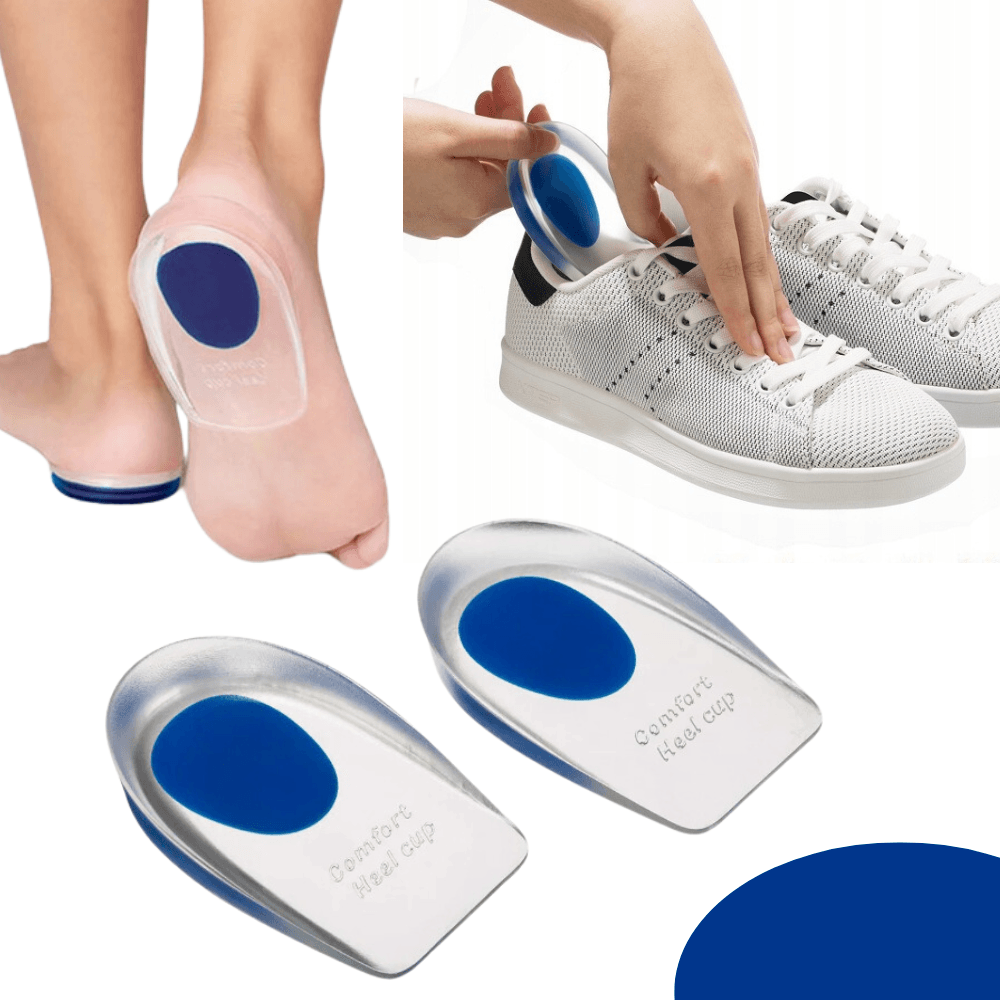 Set of 2 Elevating Insoles, Heel Support, Heel Pads, Silicone, Transparent
