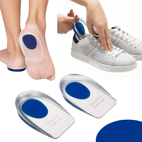 Set of 2 Elevating Insoles, Heel Support, Heel Pads, Silicone, Transparent