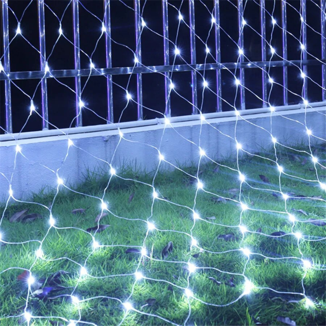Christmas Installation, Mesh Type, LED Bulbs, 8 Light Effects, Interconnectable, Transparent Wire, 1.5m Extension Cord, Warm White, Cold White, Multicolor