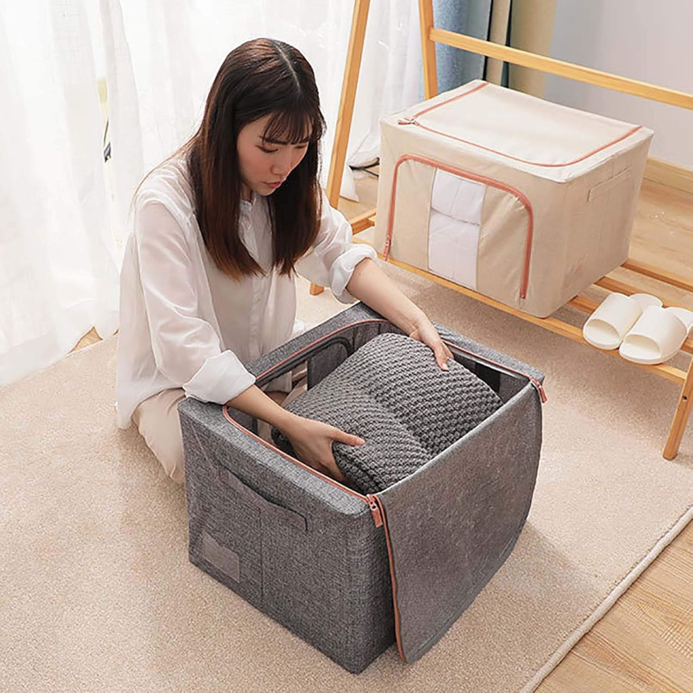 Storage Box, Foldable, Capacity 24L-100L, Textile Material, with Zipper, Different Colors