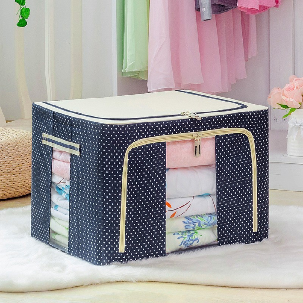 Cutie de Depozitare, Model Buline, Pliabil, Capacitate 24L-100L, Material Textil, cu Fermoar
